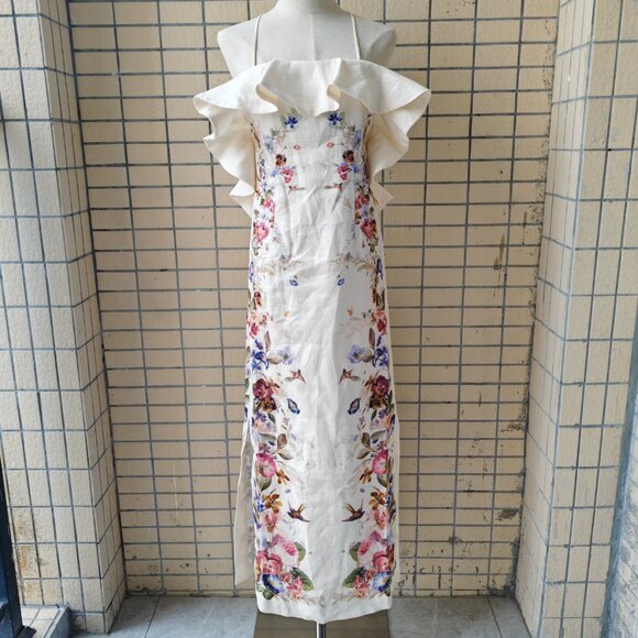 zimmermann Soft orange floral-patterned cotton mid-length dress - Picture 2 of 11